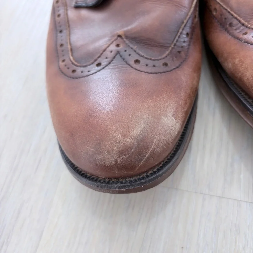 Dockers Mens Brown Leather Wingtip Oxford Dress Shoes 9.5M 90-21455 Comfort Zone